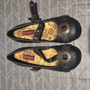 Demonia  Daisy-09 Mary Jane Steampunk Flats (Size 9)
